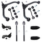 Detroit Axle - 10pc Front End Suspension Kit for Jeep Liberty 02-05, 2 Upper Control Arms 4 Inner Outer Tie Rod Ends 2 Stabilize